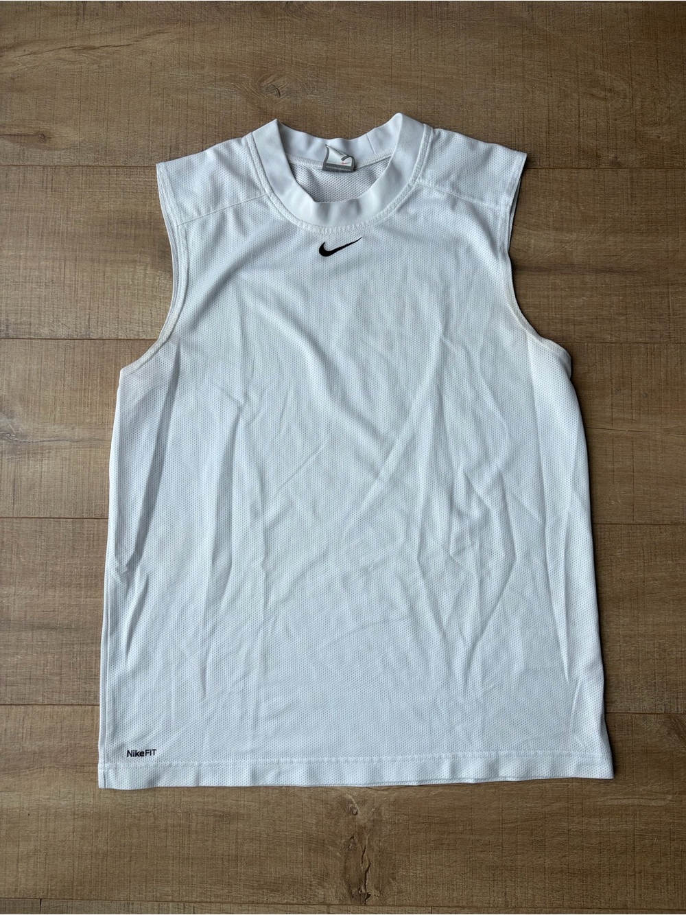 Nike White Sleeveless Dri-FIT Athletic Shirt